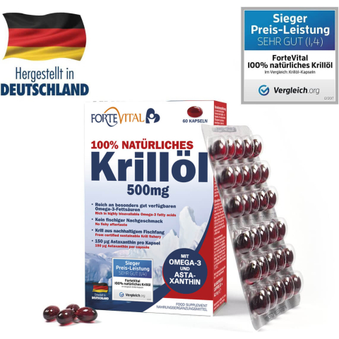 Krill oil capsules from Antarctica (extracted without chemical solvents)