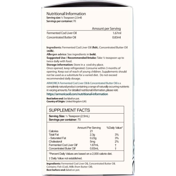 Armorica Fermenterad Torskfiskleverolja - Flytande