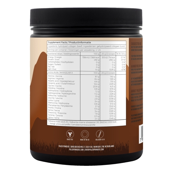 Hidrolizado de colágeno (procedente de la ganadería europea) - Paleo Powders
