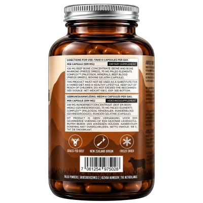 Măduvă osoasă, oase, sânge și sol de vită (hrănită cu iarbă) din Paleo Powders