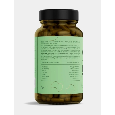 Tiroide nutrita con erba, liofilizzata