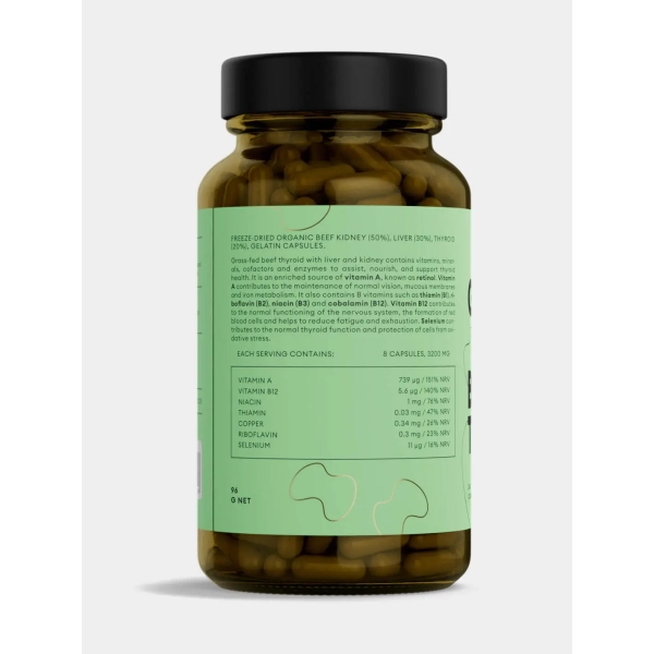 Schildkliercapsules van met gras gevoede dieren